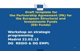 Draft template for the Partnership Agreement (PA) for the European Structural and Investments Funds (ESI Funds) Workshop on strategic programming Madrid.