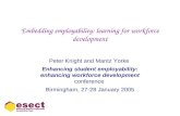 Embedding employability: learning for workforce development Peter Knight and Mantz Yorke Enhancing student employability: enhancing workforce development.
