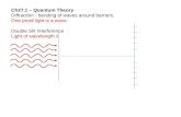 Ch27.1 – Quantum Theory Diffraction - bending of waves around barriers. One proof light is a wave. Double Slit Interference Light of wavelength λ.