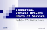 February 2007 Commercial Vehicle Drivers Hours of Service Module 17: Daily Logs.