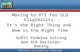 Moving to RTI for SLD Eligibility: It’s the Right Thing and Now is the Right Time OrRTI Problem Solving and SLD Decision-Making January 15, 2013.
