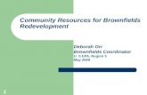 1 Community Resources for Brownfields Redevelopment Deborah Orr Brownfields Coordinator U. S EPA, Region 5 May 2009.