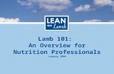 Lamb 101: An Overview for Nutrition Professionals January 2008.