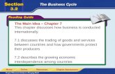 The Main Idea – Chapter 7 This chapter discusses how business is conducted internationally. 7.1 discusses the trading of goods and services between countries.