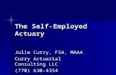The Self-Employed Actuary Julie Curry, FSA, MAAA Curry Actuarial Consulting LLC (770) 630-4354.