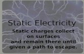 Static Electricity Static charges collect on surfaces and remain there until given a path to escape.