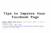 Tips to Improve Your Facebook Page DIRECT QUOTES from Source: Scott Ayres, 2014. “6 Tips to Improve Your Facebook Page,” URL: