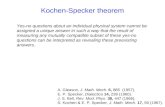 Kochen-Specker theorem A. Gleason, J. Math. Mech. 6, 885 (1957). E. P. Specker, Dialectica 14, 239 (1960). J. S. Bell, Rev. Mod. Phys. 38, 447 (1966).