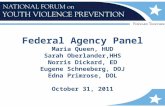 Federal Agency Panel Maria Queen, HUD Sarah Oberlander,HHS Norris Dickard, ED Eugene Schneeberg, DOJ Edna Primrose, DOL October 31, 2011.