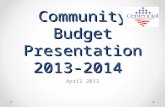 Community Budget Presentation 2013-2014 April 2013.
