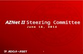 1 AZNet II Steering Committee June 16, 2014. 2 Agenda AZNet II Steering Committee | 2014 » Opening Remarks » Refresh Status/Updates » Dashboard and Solarwinds.