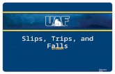 Slips, Trips, and Falls EHSRM February 2014. Slips, Trips, and Falls Target Audience – All UAF employees and students Objectives – Increase employee awareness.