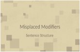 Misplaced Modifiers Sentence Structure. Misplaced Modifiers A modifying phrase needs to be near what it is modifying. If it gets too far away, it can.