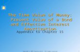 Copyright © 2007 Prentice-Hall. All rights reserved 1 The Time Value of Money: Present Value of a Bond and Effective Interest Amortization Appendix to.