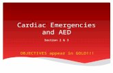 Cardiac Emergencies and AED Section 2 & 3 OBJECTIVES appear in GOLD!!!