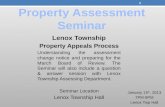 January 15 th, 2013 7PM-9PM Lenox Twp Hall Lenox Township Property Appeals Process Understanding the assessment change notice and preparing for the March.