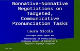 TBLT 2007 1 Nonnative-Nonnative Negotiations on Targeted, Communicative Pronunciation Tasks Laura Sicola sicola@dolphin.upenn.edu University of Pennsylvania.