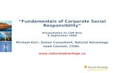 Natural Advantage Corporate Social Responsibility and Sustainability Consulting Services “Fundamentals of Corporate Social Responsibility” Presentation.