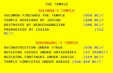 THE TEMPLE SOLOMON’S TEMPLE SOLOMON FINISHED THE TEMPLE(959 BC)? TEMPLE REPAIRED BY JOSIAH(640 BC)? DESTROYED BY NEBUCHADNEZZAR(586 BC)? PROPHESIED BY.