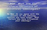 Aim: What are the characteristics of political ideologues? Do Now: Do you agree with the results of the ideology quizzes you have taken? What factors may.