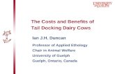 Ian J.H. Duncan Professor of Applied Ethology Chair in Animal Welfare University of Guelph Guelph, Ontario, Canada The Costs and Benefits of Tail Docking.