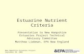 New Hampshire Estuaries Project September 30, 2005 Estuarine Nutrient Criteria Presentation to New Hampshire Estuaries Project Technical Advisory Committee.