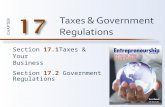 CHAPTER Section 17.1 Taxes & Your Business Section 17.2 Government Regulations Taxes & Government Regulations.