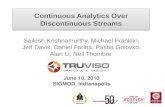 Continuous Analytics Over Discontinuous Streams Sailesh Krishnamurthy, Michael Franklin, Jeff Davis, Daniel Farina, Pasha Golovko, Alan Li, Neil Thombre.