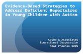 Evidence-Based Strategies to Address Deficient Repertoires in Young Children with Autism Coyne & Associates Educational Corporation ABAI Phoenix 2009.