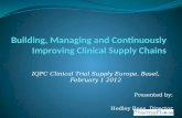 IQPC Clinical Trial Supply Europe, Basel, February 1 2012 Presented by: Hedley Rees, Director.