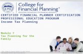 ©2013, College for Financial Planning, all rights reserved. Module 7 Tax Planning for the Family CERTIFIED FINANCIAL PLANNER CERTIFICATION PROFESSIONAL.