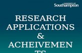 RESEARCH APPLICATIONS & ACHEIVEMENTS. A research-led university. 200+ Research Groups.
