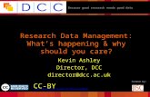 Because good research needs good data Funded by: Research Data Management: What’s happening & why should you care? Kevin Ashley Director, DCC director@dcc.ac.uk.