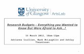 Research Budgets – Everything you Wanted to Know But Were Afraid to Ask…! 15 March 2012, 10am-12pm Adrienne Scullion, Mark McLaughlin and Ashley Theunissen.