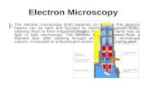 Electron Microscopy The electron microscope (EM) depends on the fact that electron beams can be bent and focused by electric or magnetic fields, allowing.