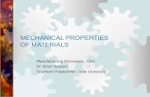 MECHANICAL PROPERTIES OF MATERIALS Manufacturing Processes, 1311 Dr Simin Nasseri Southern Polytechnic State University.