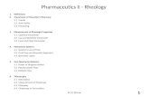 Pharmaceutics II - Rheology 1.Definitions 2.Importance of Viscosity in Pharmacy 2.1Liquids 2.2Semi-Solids 2.3Processing 3.Measurement of Rheologic Properties.