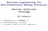 Reaction Engineering for Environmentally Benign Processes Reactor Selection Strategy M.P. Dudukovic Module 6  Homogeneous systems  Heterogeneous systems.