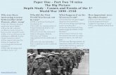 Paper One – Part Two 70 mins The Big Picture Depth Study – Causes and Events of the 1 st World War 1890 -1918 Why was there increasing tension between.