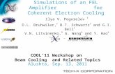 COOL’11 Workshop on Beam Cooling and Related Topics Alushta, Sep. 13, 2011 Simulations of an FEL Amplifier for Coherent Electron Cooling Ilya V. Pogorelov.