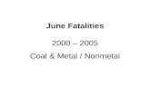 June Fatalities 2000 – 2005 Coal & Metal / Nonmetal.