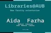 Aida Farha Medical Librarian Saab Medical Library Jan 23, 2015 Libraries@AUB New faculty orientation.