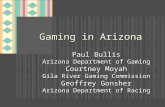 Gaming in Arizona Paul Bullis Arizona Department of Gaming Courtney Moyah Gila River Gaming Commission Geoffrey Gonsher Arizona Department of Racing.