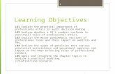 Learning Objectives LO1 Explain the practical importance of professional ethics in audit decision making. LO2 Analyze whether a PA’s conduct conforms to.