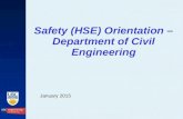Safety (HSE) Orientation – Department of Civil Engineering January 2015.