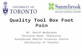 Quality Tool Box Foot Pain Dr. David Berbrayer Division Head, Physiatry Sunnybrook Health Sciences Centre University of Toronto.