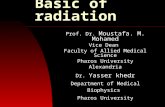 Basic of radiation Prof. Dr. Moustafa. M. Mohamed Vice Dean Faculty of Allied Medical Science Pharos University Alexandria Dr. Yasser khedr Department.