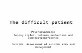 The difficult patient Psychodynamics: Coping styles, defense mechanisms and countertransference Suicide: Assessment of suicide risk and management.