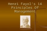 Henri Fayol’s 14 Principles Of Management. 1. Division Of Work Specialization allows the individual to build up experience, and to continuously improve.