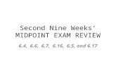 Second Nine Weeks’ MIDPOINT EXAM REVIEW 6.4, 6.6, 6.7, 6.16, 6.5, and 6.17.